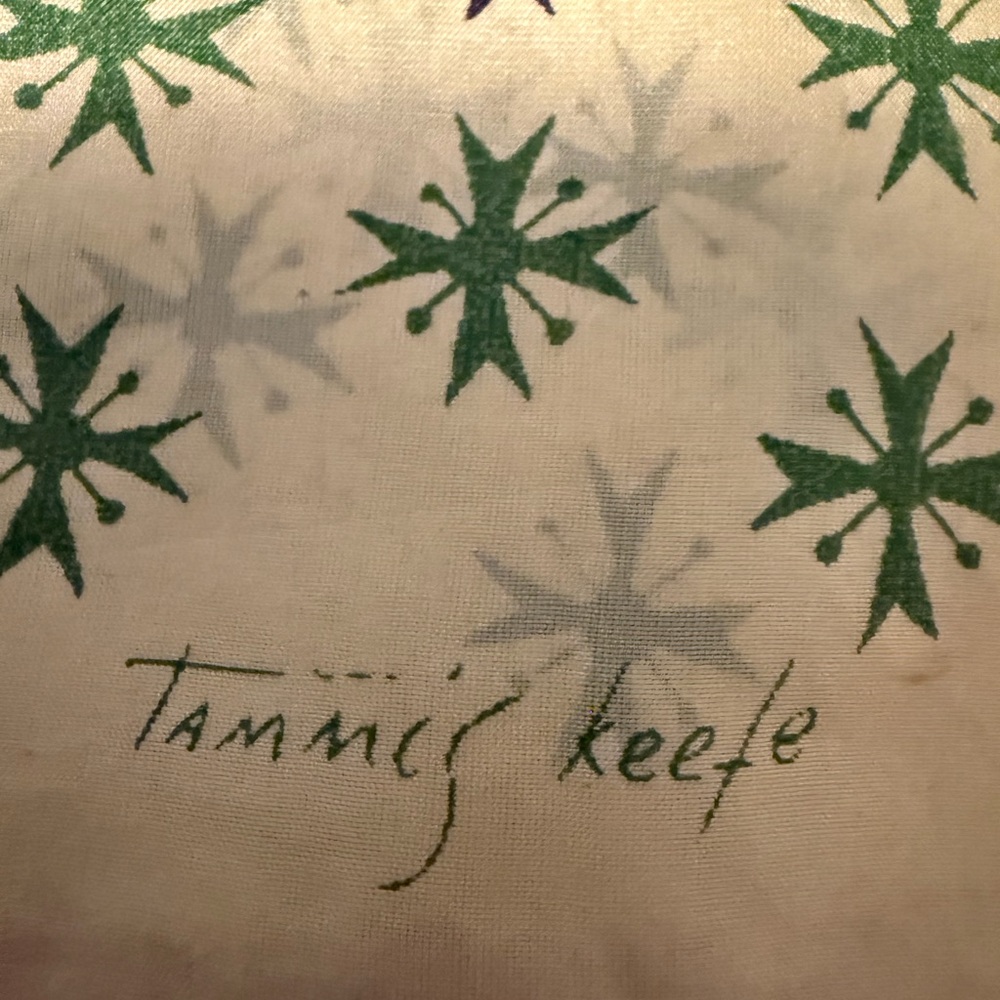 Vintage Silk Green Star Pattern Scarf
